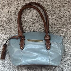 Tignanello Blue and Tan Shoulder Bag